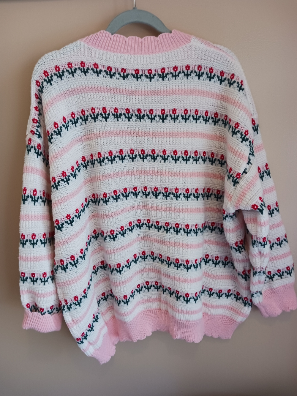 NEVER WORN Pink and White Floral Knit Cardigan Sweater - Picture 2 of 4